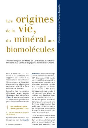 Les origines de la vie, du minéral aux biomolécules