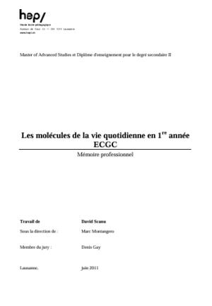 Les molécules de la vie quotidienne en 1re année ECGC